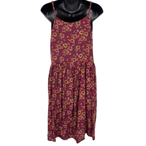 Natural Life Womens Medium Floral Sundress Embroidery Red Blue Boho - Picture 4 of 8